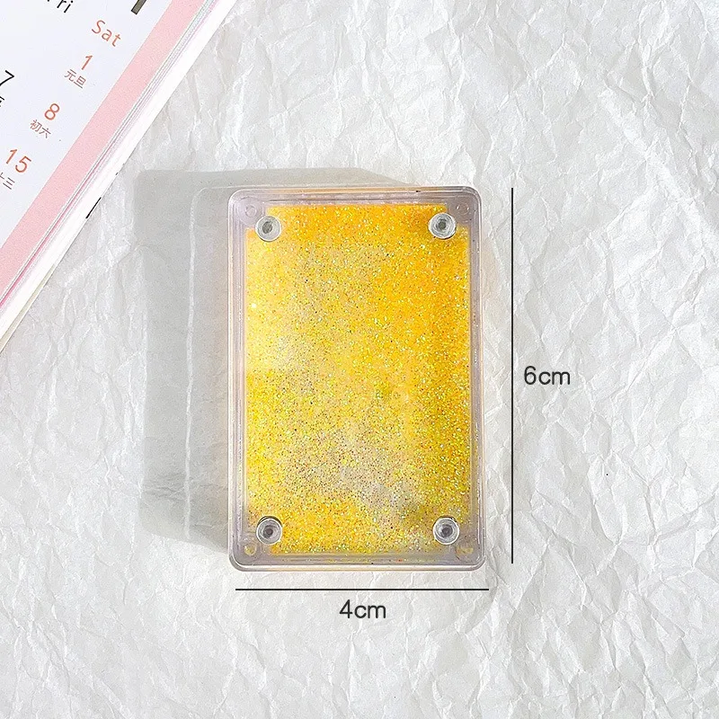 DIY Magnet Key Chain Rectangle Transparent Quicksand Acrylic Insert Photo Picture Frame Keyring Thin Style Keychain Gift