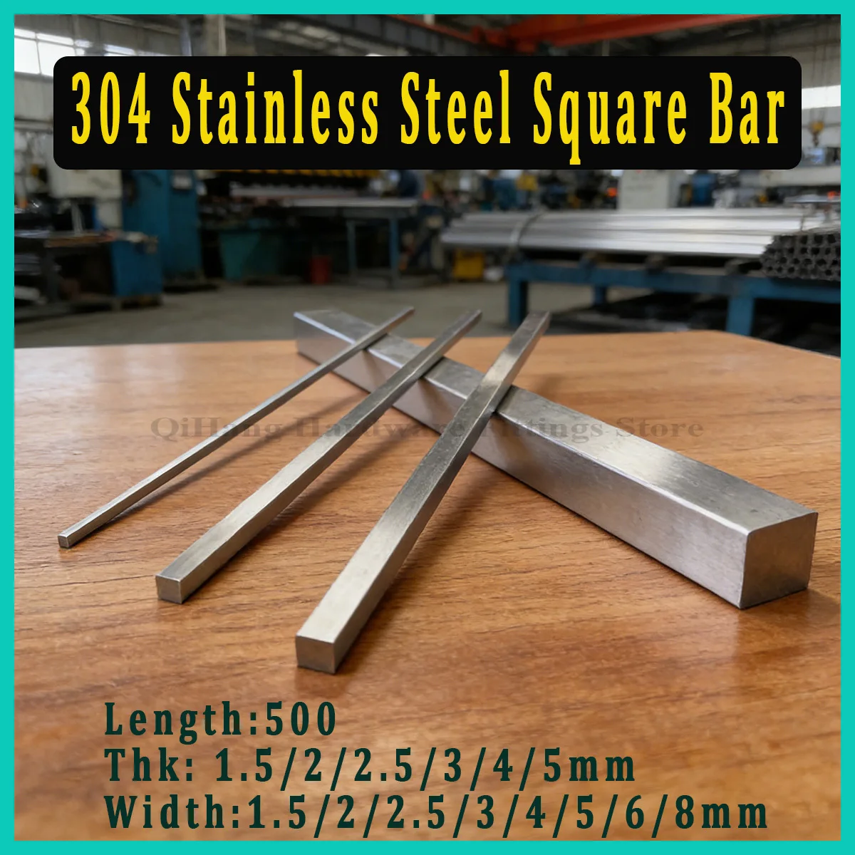 

1Pcs 304 A2 Stainless Steel Strip Flat Strip Square Row, 500mm Length, 1.5-8mm Width, Solid Rod, Rustproof, High Precision