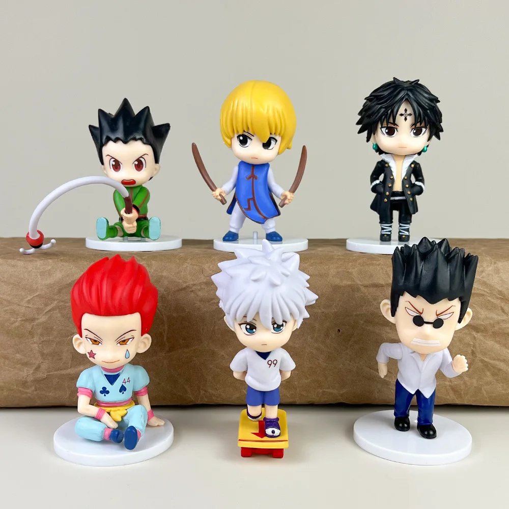 10cm 6pcs/set Anime HUNTERxHUNTER Killua GON Q Version Action Figure PVC Model Statue Twisted Egg Toys Doll Desk Decor Gifts