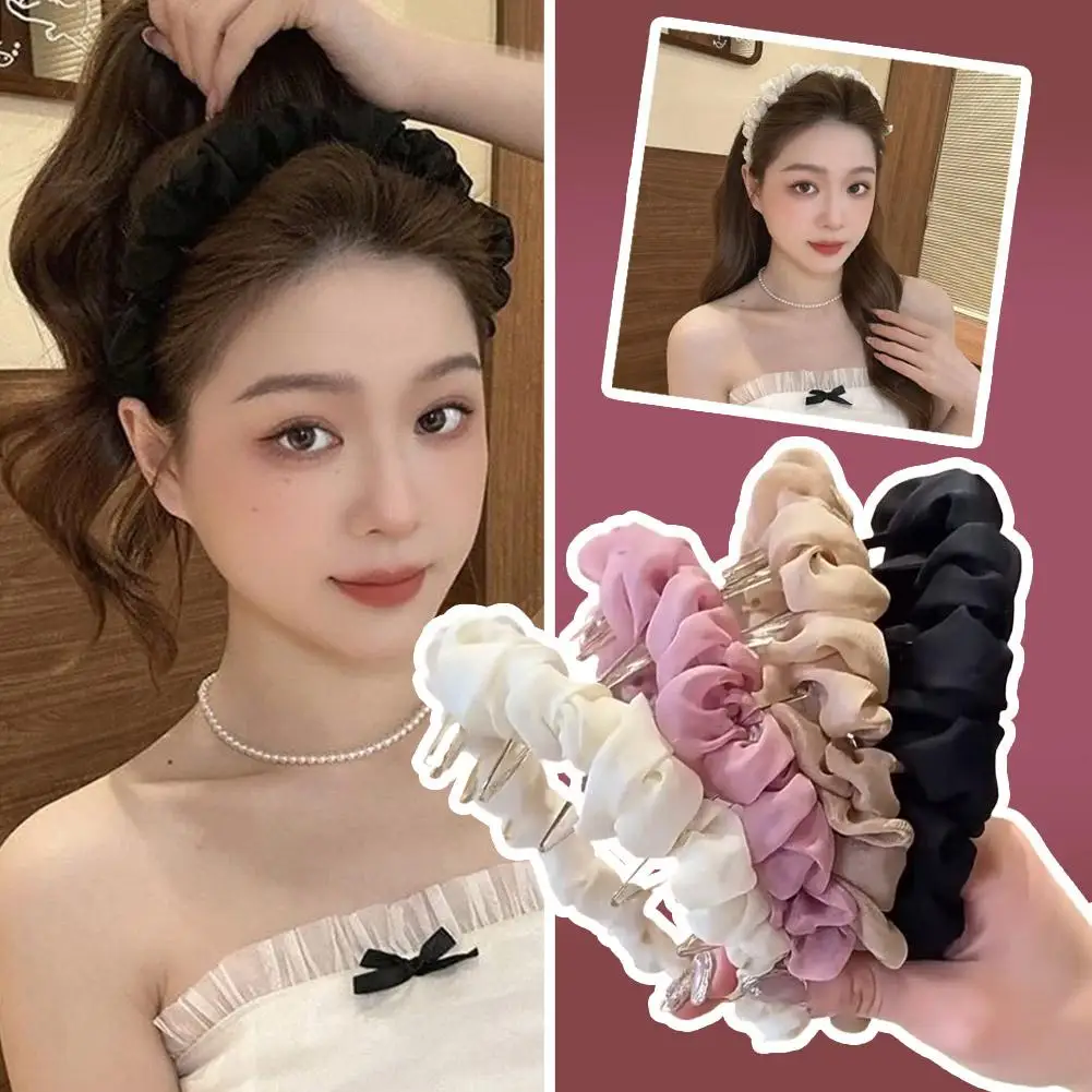 New Wave Net Hairband Women Early Spring Versatile Face Slimming Headband Elegantly High Hairline Hair Clip