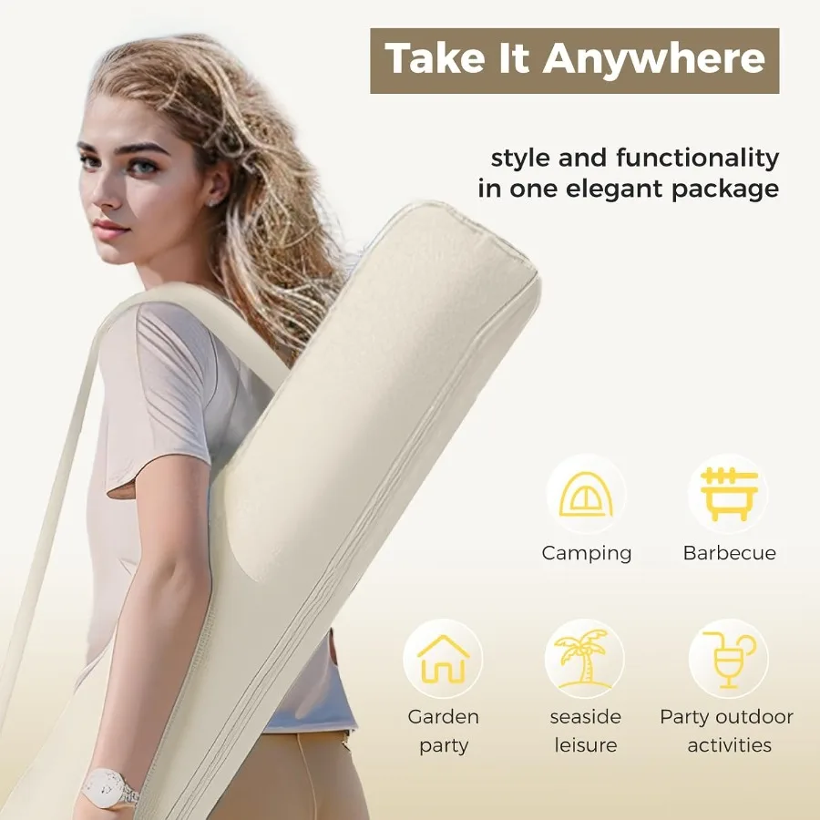 مظلة شاطئ خارجية محمولة بطول 7 أقدام مع هامش للاستخدام في الفناء والشاطئ تتميز بمراسي رملية وحقيبة حمل بزر ضغط وإمالة ميكانيكي