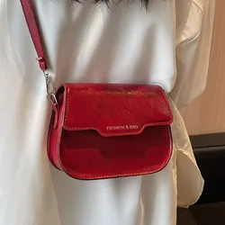 Korean Texture Red Small Square Bag 2023 Explosion Fashion Simple Solid Crossbody Bag Women 2023 New French Mini Shoulder Bag