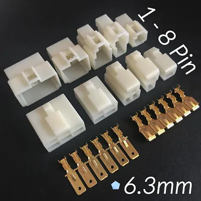 5set 6.3mm 1/2/3/4-8 Way Pin Mini Connector Plug And Socket Kits Motorcycle Car Auto