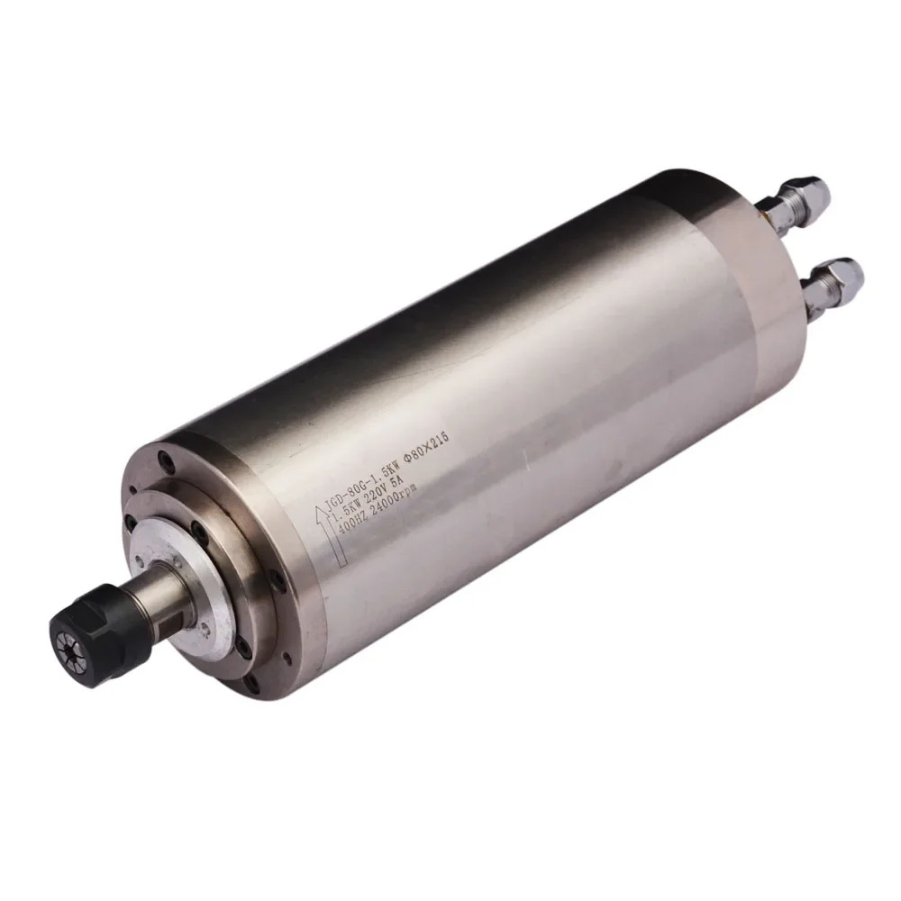 CNC Spindle Motor Kit Water Cooled 80mm 1.5kw ER16 with 1.5kw VFD +80mm Clamp+13pcs Er16 Collets+80w Water Pump