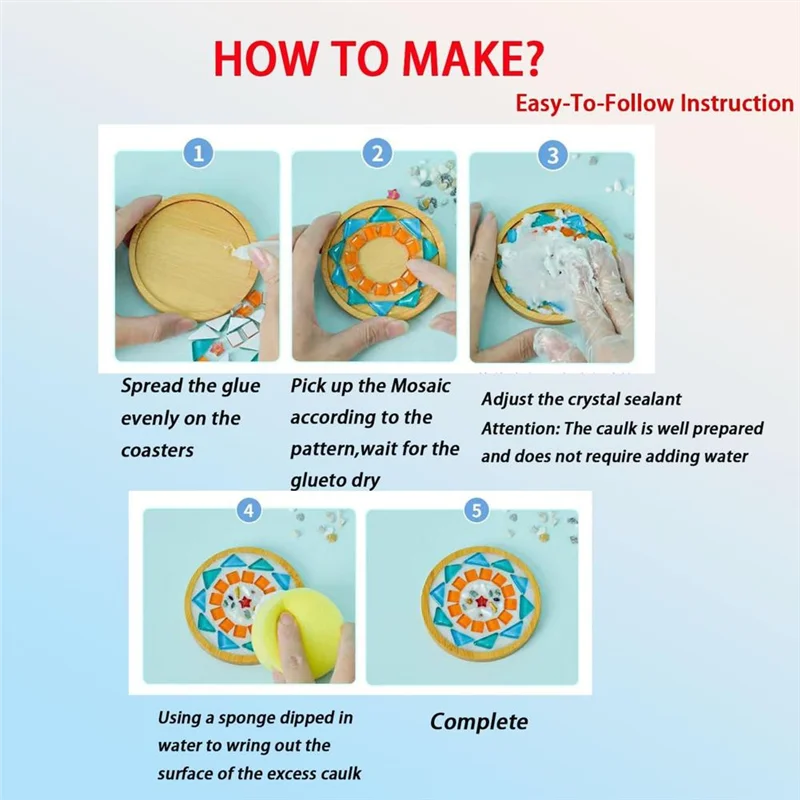 

AF95-мозаичная плитка для поделок, наборы мозаики из смешанного цвета с деревянной подставкой для взрослых, для украшения дома ручной работы