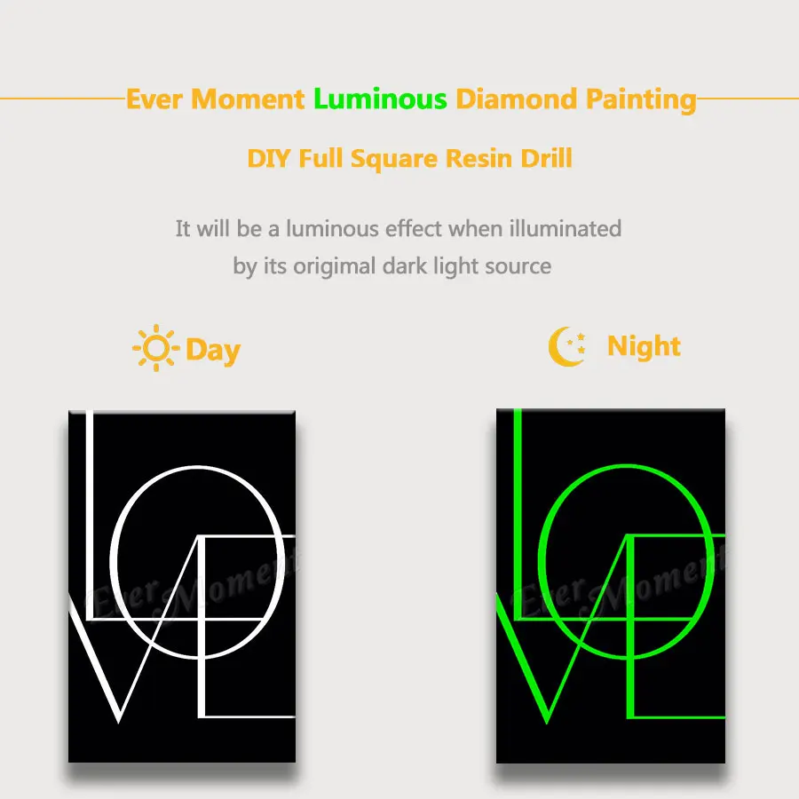 Ever Moment Diamond Painting Love Luminous Paint By Diamonds 5D Stones Shining at Night Handicraft Embroidery Mosaic N002