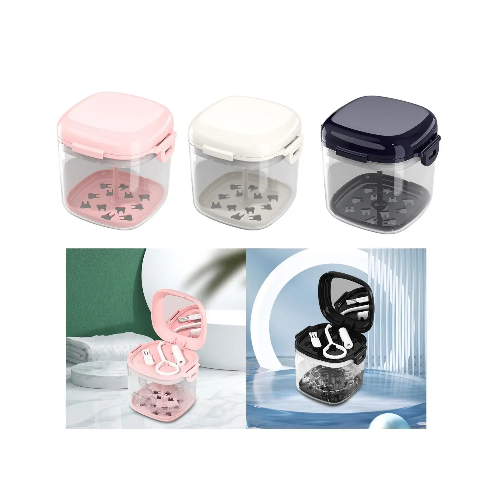 Denture Cleaner Case Denture Cup False Storage Box Bathing, Cleaning, and