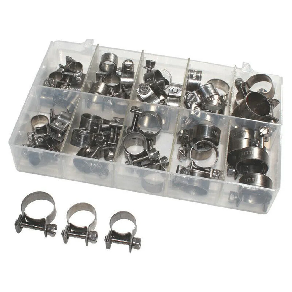 Mini Nut Bolt Hose Clamps 50pcs for Small Diameter Fuel Air Pipes 7mm 8mm 9mm 10mm 11mm 12mm 13mm 14mm 15mm 16mm 17mm 18mm