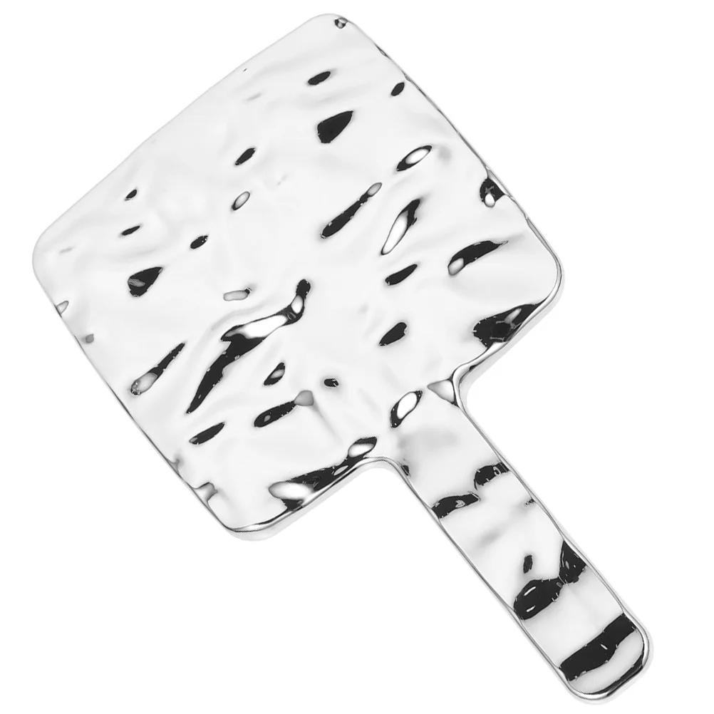 Women Handheld Mirror Luxury Mirror High Definition ABS Material Stylish Electroplated Silver Lightweight Portable