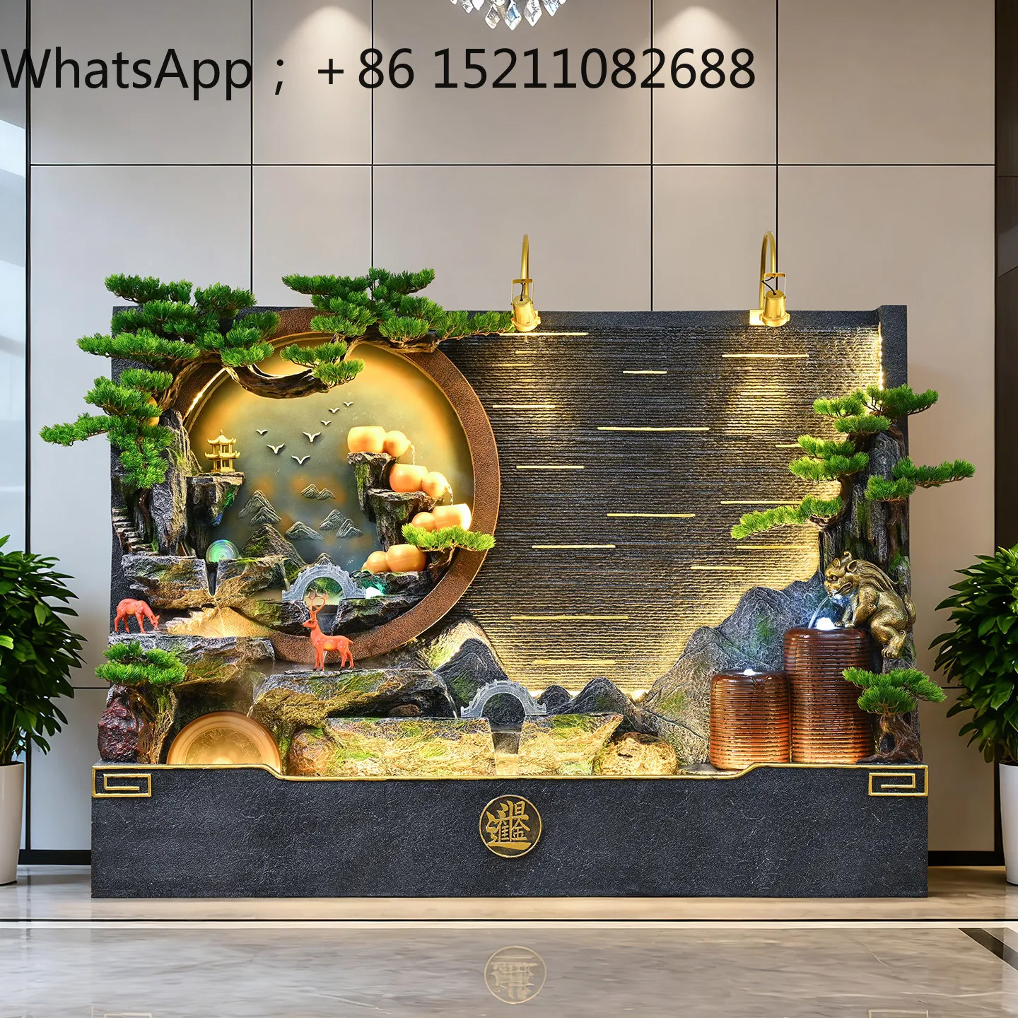 SCY fountain water curtain wall landscape living room entrance background wall floor circulation water lucky screen ornament