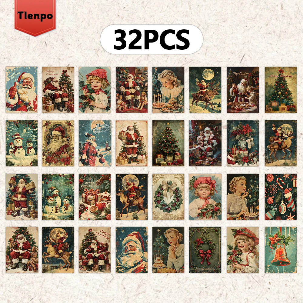 32pcs Christmas star piece 3.94x5.7in Christmas card, message card, vintage postcard, Christmas greeting card