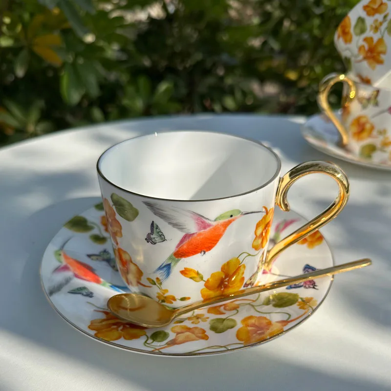 Nordic Hummingbird Ceramic Coffee Cup Dish European Exquisite Bone Porcelain Cup Dish Afternoon Tea Set Tea Cup Set Tableware