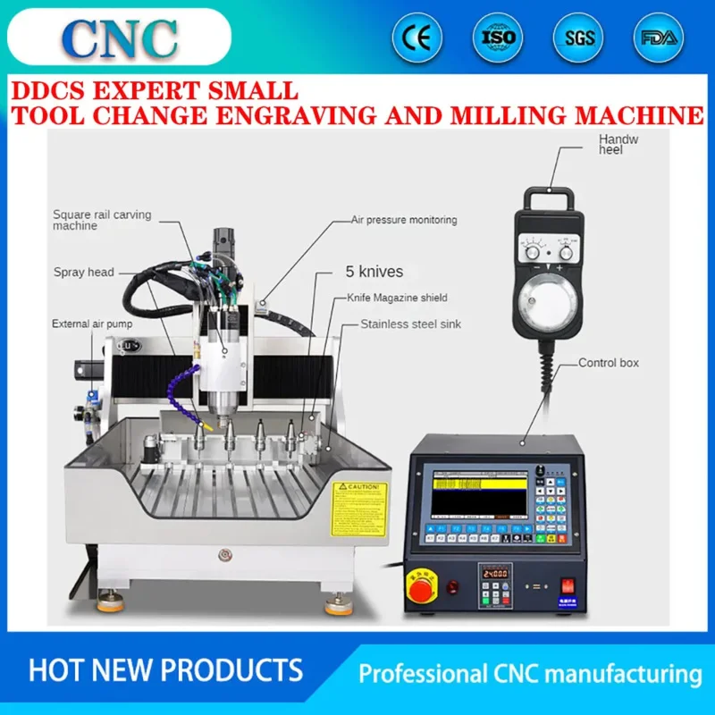 ddcs-expert CNC 3AXIS small automatic tool change precision engraving machine processing with knife library