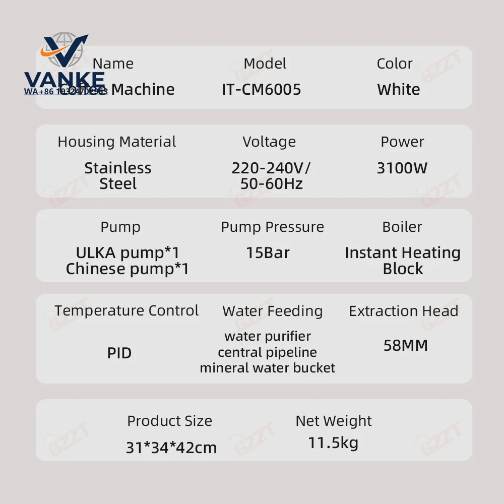 CM6005 Commercial Coffee Machine Double Pump Triple Heating PID Control 3100W Espresso Machine with Microcomputer 220V