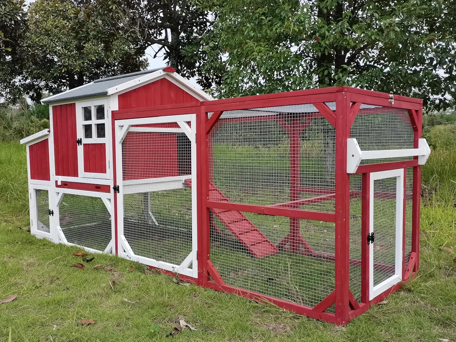 

Petscosset 95" Large Chicken Coop Mobile Wooden Hen House with Nesting Box,Outdoor Chicken House with Wheels and Removable Tray,