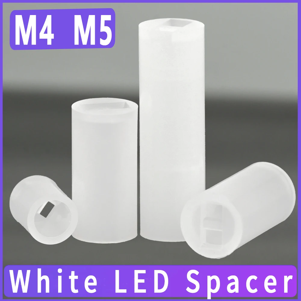 M4 M5 White LED Spacer 2/3/4/5/6/8/10/12/13/15/16/18/20/25mm Nylon Isolation Column Led Light Tube Lamp Base Support Standoffs
