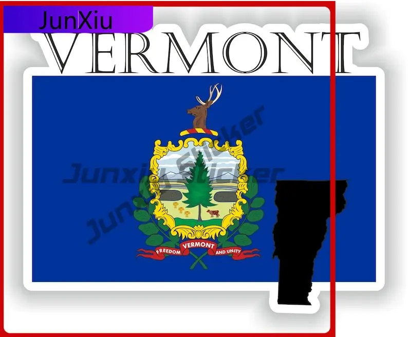 

Vermont Usa Flag Map Contour Emblem Decals Vintage Electric Scooter Accessories For Suv Cover Waterproof Car Window Decals Funny
