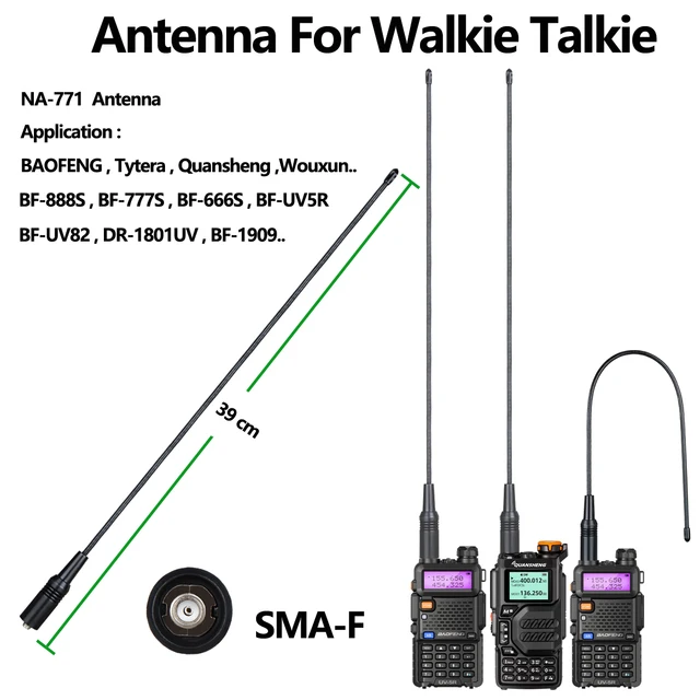 Antena walkie-talkie Quansheng UV-K5 NA-771 SMA-F UHF VHF 136 ~ 174 Mhz 400 ~ 470Mhz dwukierunkowy Raido Talki Walki dla UV-5R BAOFENG