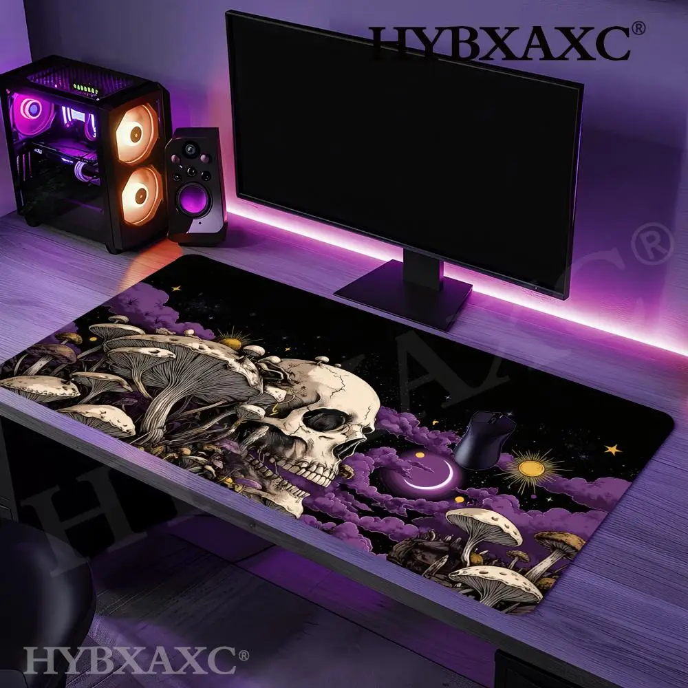 

HYBXAXC othic style mushrooms and skulls Mouse Pad Desk mat with stitched edges Natural rubber base maus pad Extended pad mat
