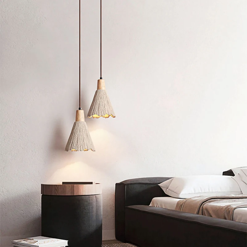 Japanese Wabi Sabi Creative Homestay Studio Pendent Lights Nordic Minimalist Restaurant Bedroom Micro Cement Led Ceiling Lamp