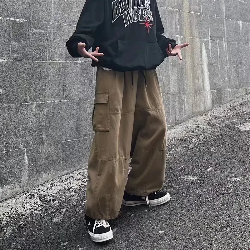Oversize Straight Leg Workwear Trousers Men's Summer Casual Pants Military Green Vintage Heavy Duty Leisure Trousers view 2