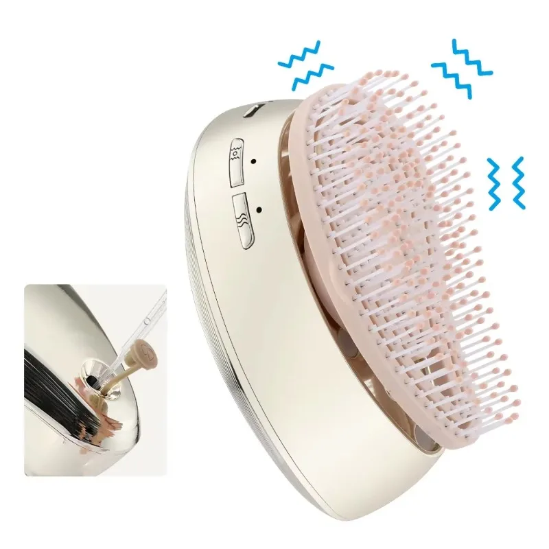 Electric de-tangling hair brush with massage and oil mist treatment head massager, with atomization and vibration functions