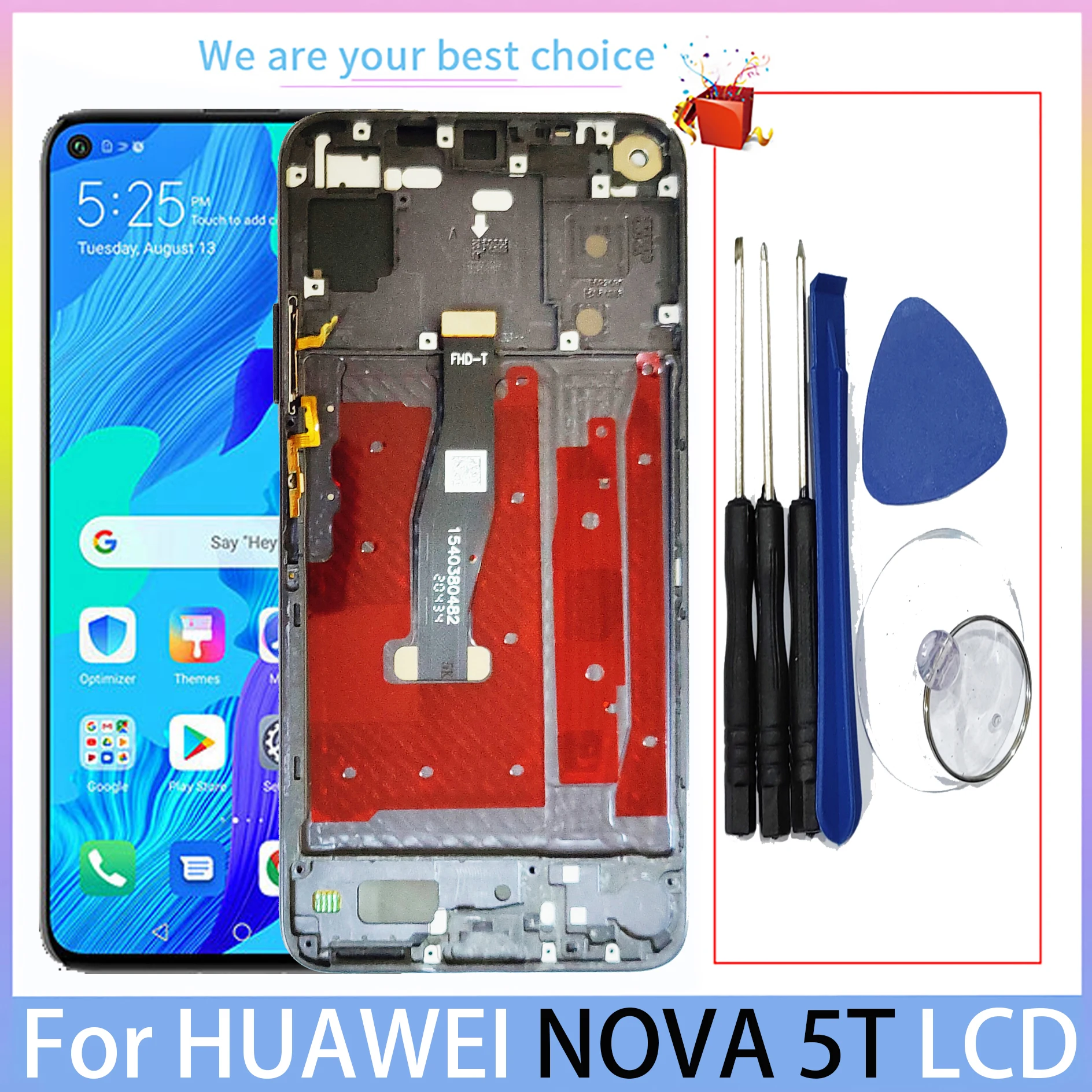 For Huawei Nova 5T Original LCD Display With Frame Touch Screen YAL L21 L61 L71 L61D  Panel Digitizer Replacement Parts