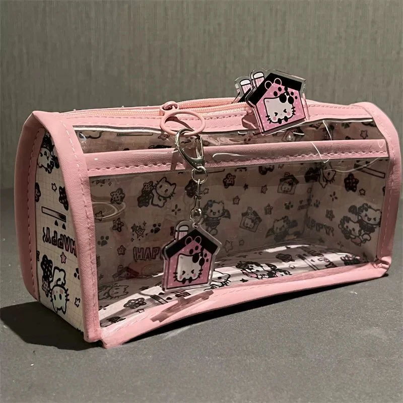 Large Capacity Makeup Bag Transparent Student Pencil Case Double Layer Zipper Pencil Case Soft Transparent Stationery Box