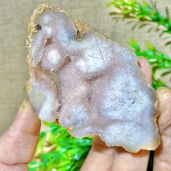 Natural Crystal Slice Pink Amethyst Flower Agate Slab Stone Quartz Mini Gemstones Quality Healing Stripe Home Decoration