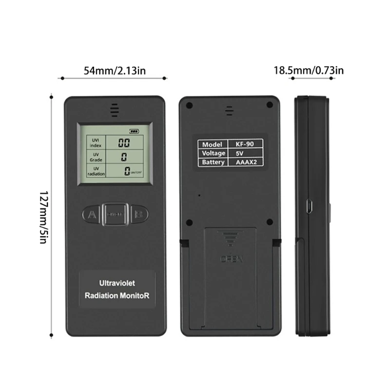 Digital Radiation Detector Hand-held Digital LCD UV UVI Detector Great Tester for Home UV UVI Inspections Office Outdoor