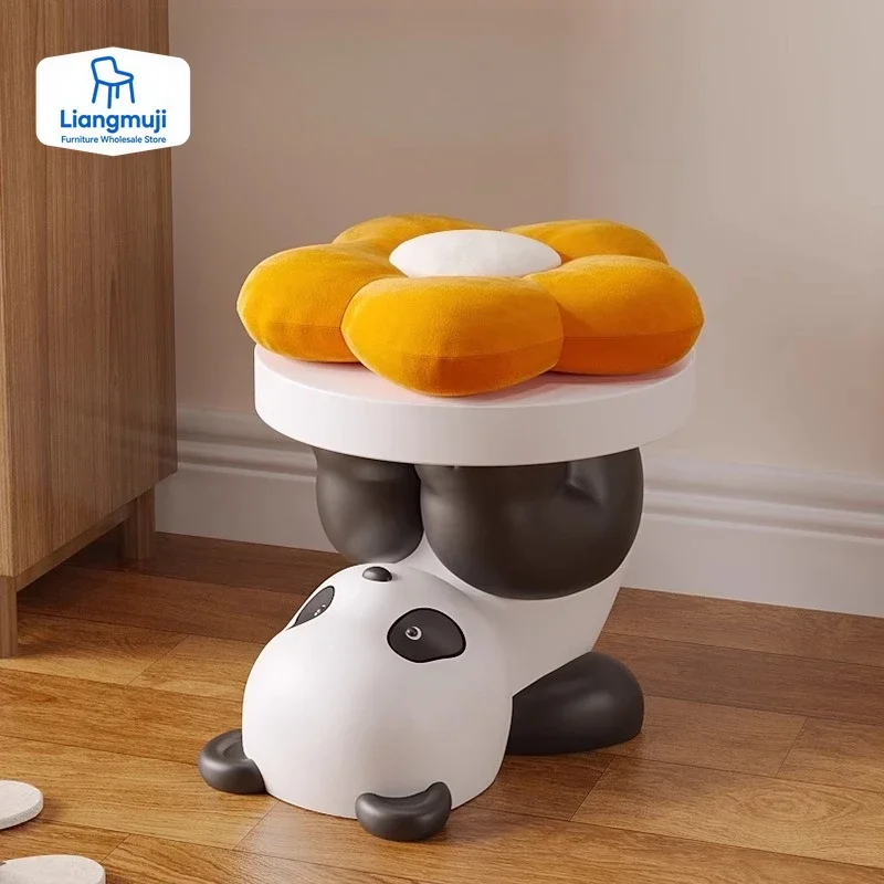 

Panda Ottoman Cover Round Cushion Ottoman Foot Stool Hallway Mobile Small Footrest Removable Portable Living Room Furniture Gift