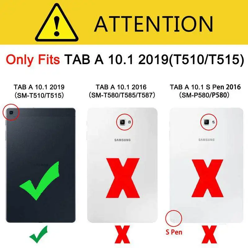 Case for Samsung Galaxy Tab A 10.1 Inch Tablet SM-T510 SM-T515 SM-T517 2019 Release -  Trifold Stand Cover, Auto Wake/Sleep