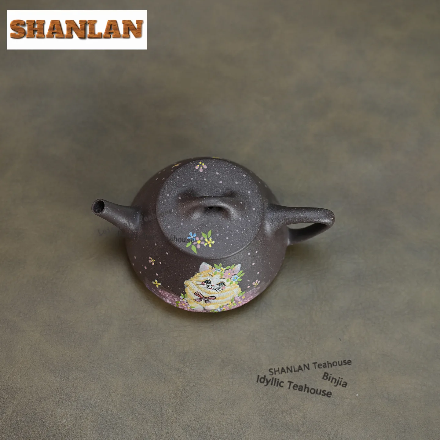 150 مللي أباريق الشاي العتيقة ييشينغ الأرجواني الطين اليدوية رسمت القط حجر مغرفة وعاء الخام خام الطين غلاية مع مصفاة طقم شاي Zisha تشا #3