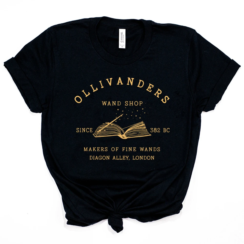 2025 Ollivanders Wand Shop T Shirt Wizard Book Shop Shirt HP Shirt Book Nerd Aesthetic Clothes Magic Tee Unisex Short Sleeve Top