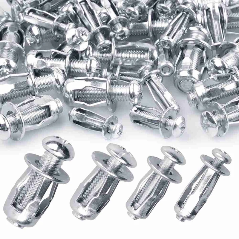 

AB47-40Pcs Expansion Screw Petal Nut, M 4 M5 M6 M8 Jack Nuts, Petal Shape Metal Nut For Hollow Wall Iron Skin Plasterboard