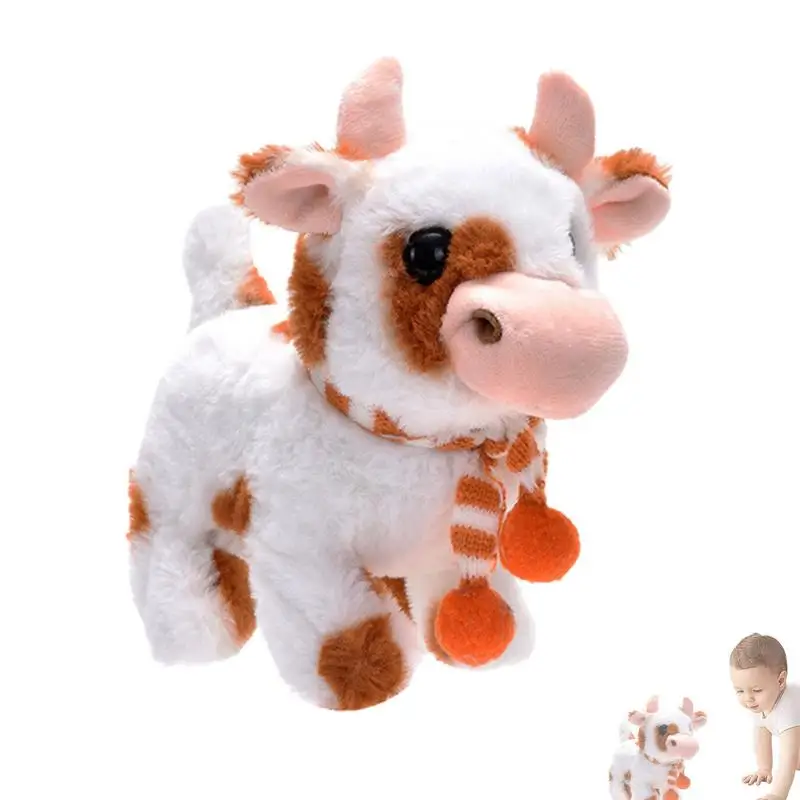 Cow Toys Moo Nodding Head Electric Cow Battery Operated Cattle Toy With Sounds Learning And Educational Toy Interactive For Kids