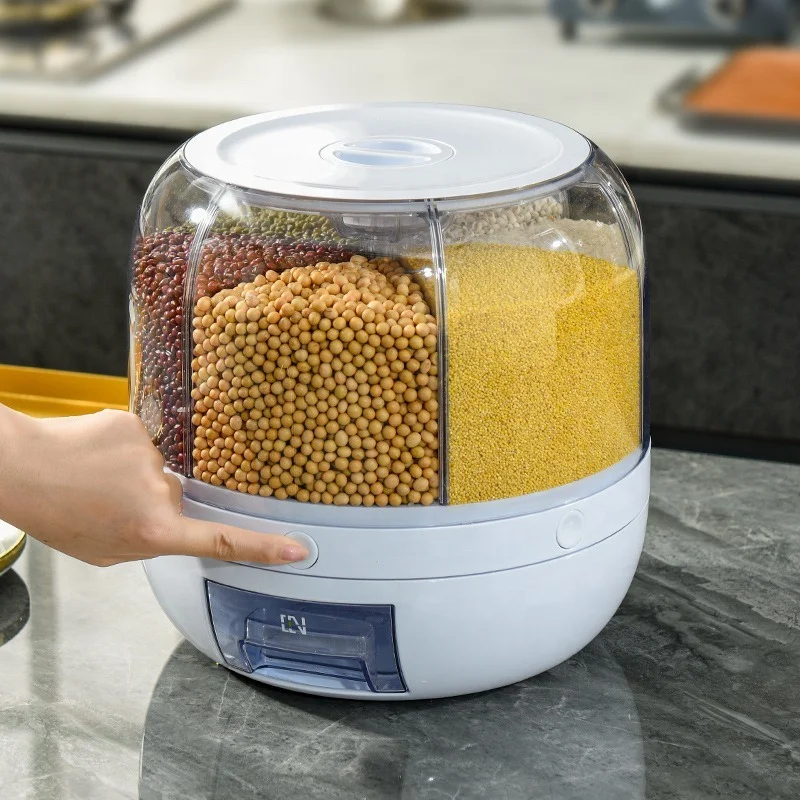 

Automatic Eco-friendly Cereal Flour Pet Dog Cat Food Dispenser With Measuring Cup Rice Dry Food Bucket Storage