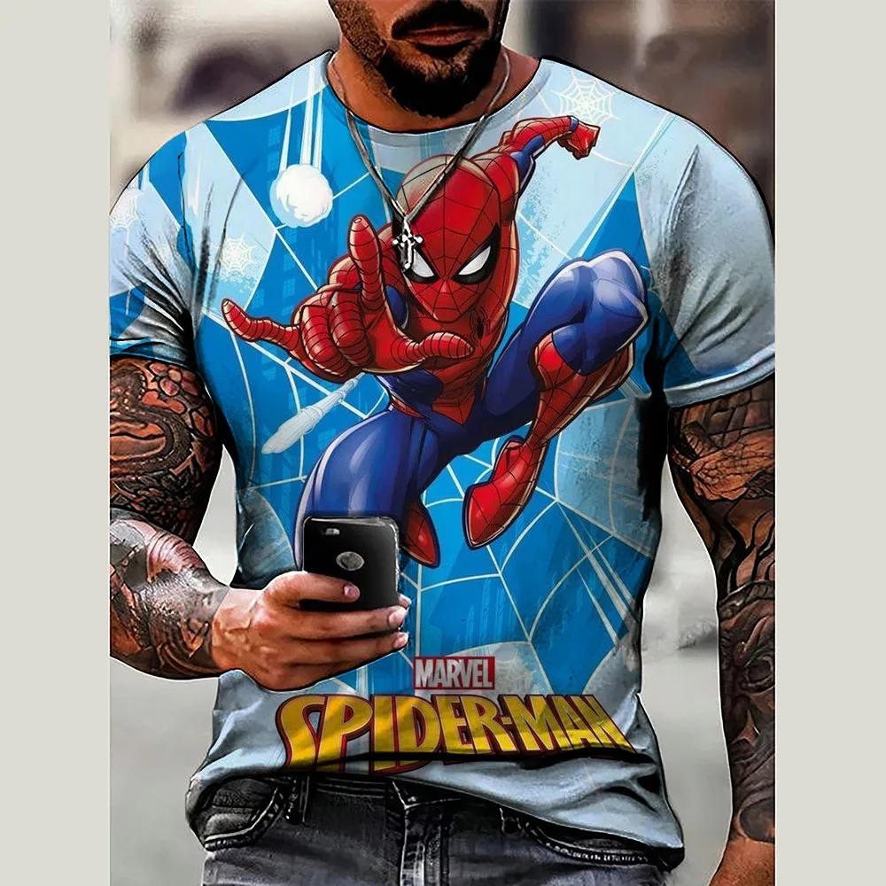 2024 Marvel superhero Hulk T-shirt men's top men's top children's T-shirt Spider Man summer short sleeved top T-shirt