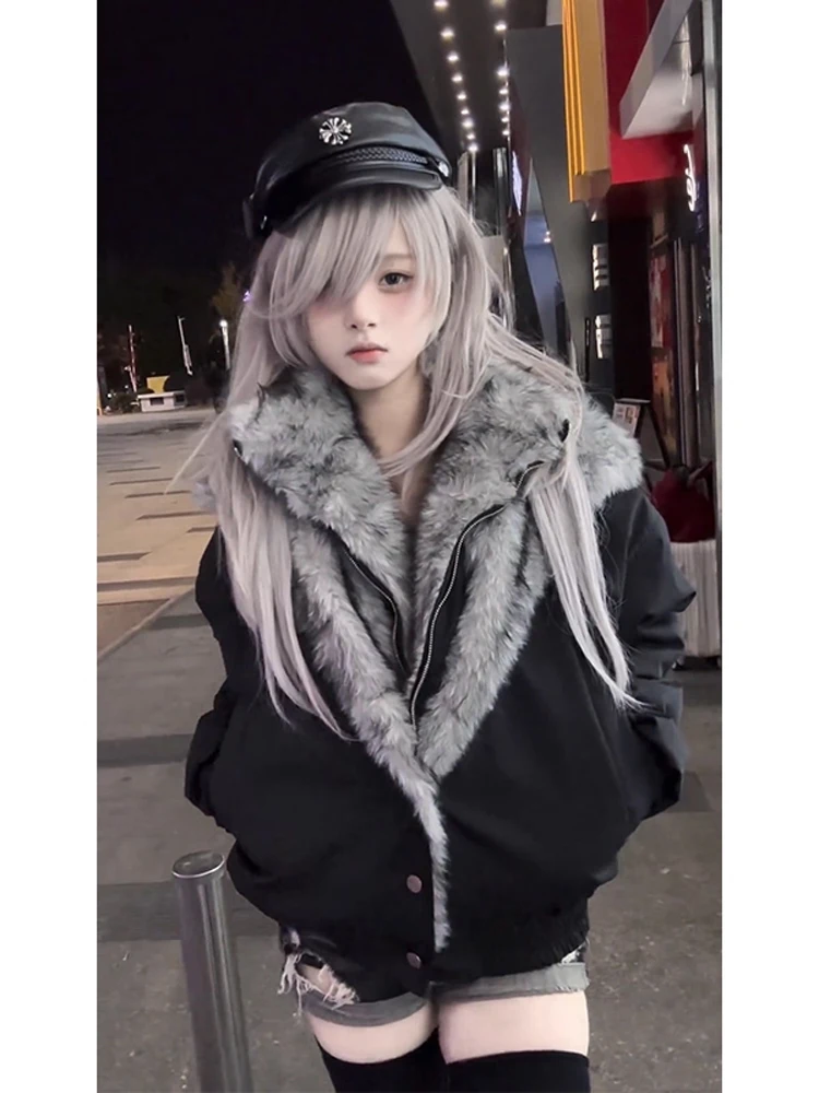 

Cleanfit Bla Wolf King Mountain Eagle Stand Collar Jaet Thiened Fce Men's Winter Cotton Coat Outerwear