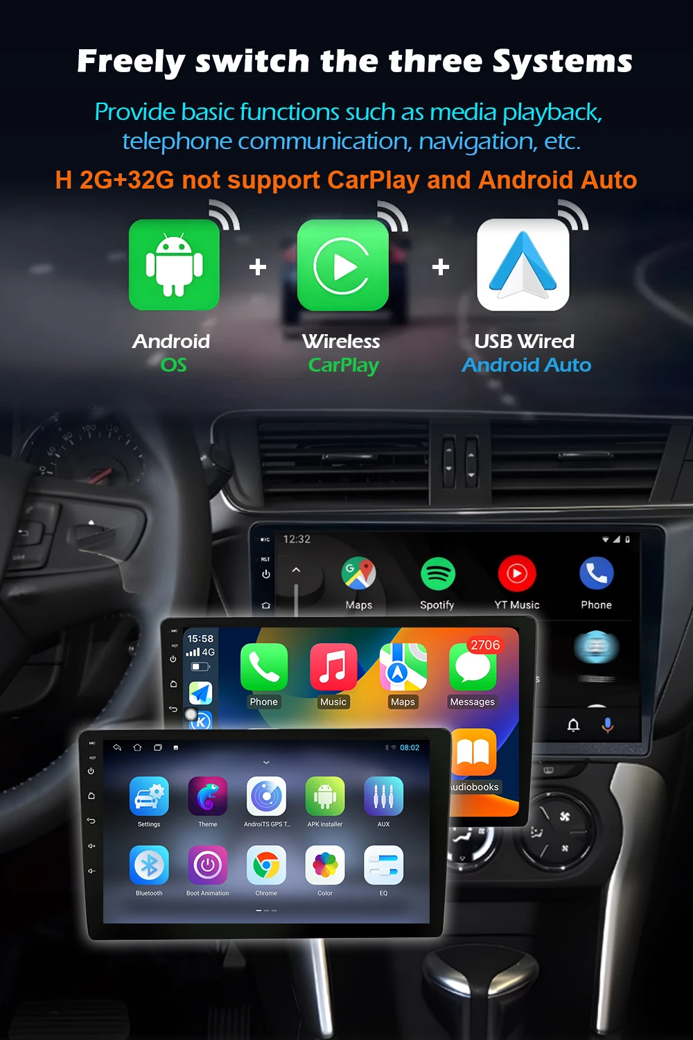 6,86'' Für Ford Ka 2008 - 2014 Android 16 Autoradio Multimedia Player Bluetooth Wireless CarPlay GPS Navi WiFi BT DSP Stereo – Detail 3