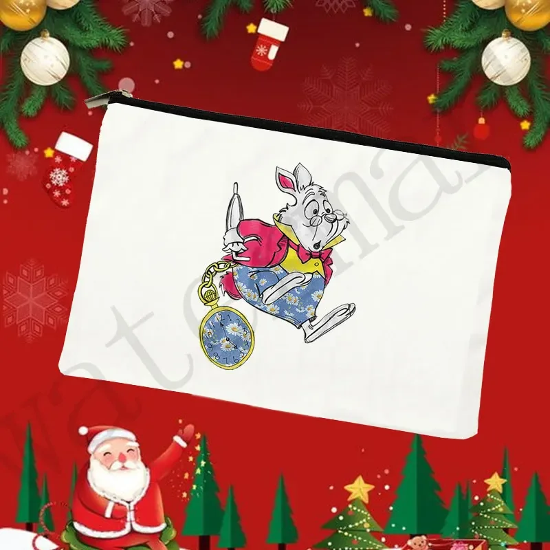 أليس في بلاد العجائب المطبوعة مقلمة يشكلون أكياس أزياء النساء مستحضرات التجميل المنظم حقائب للسفر حقيبة التخزين لحقيبة سيدة