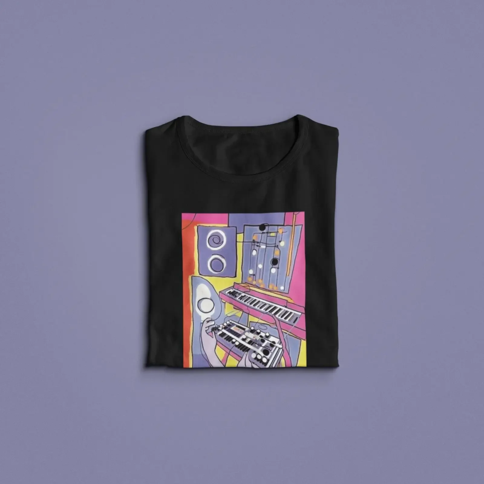 Henri Matisse Style Synthesizer T Shirt Modular Synth Beat Maker For Music Producer Analog Keyboard Dj vintage Washed homme