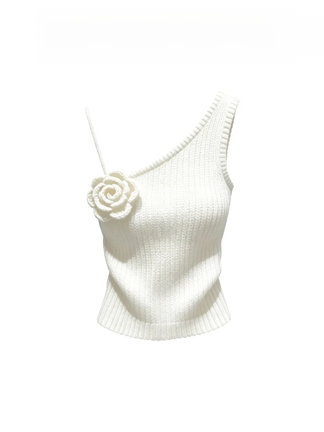 Sexy Knitted High Intelligence Casual Women's Vest Summer Fashion Floral Embroidery Top Trendy Shoulder Baring Trendy Shorts