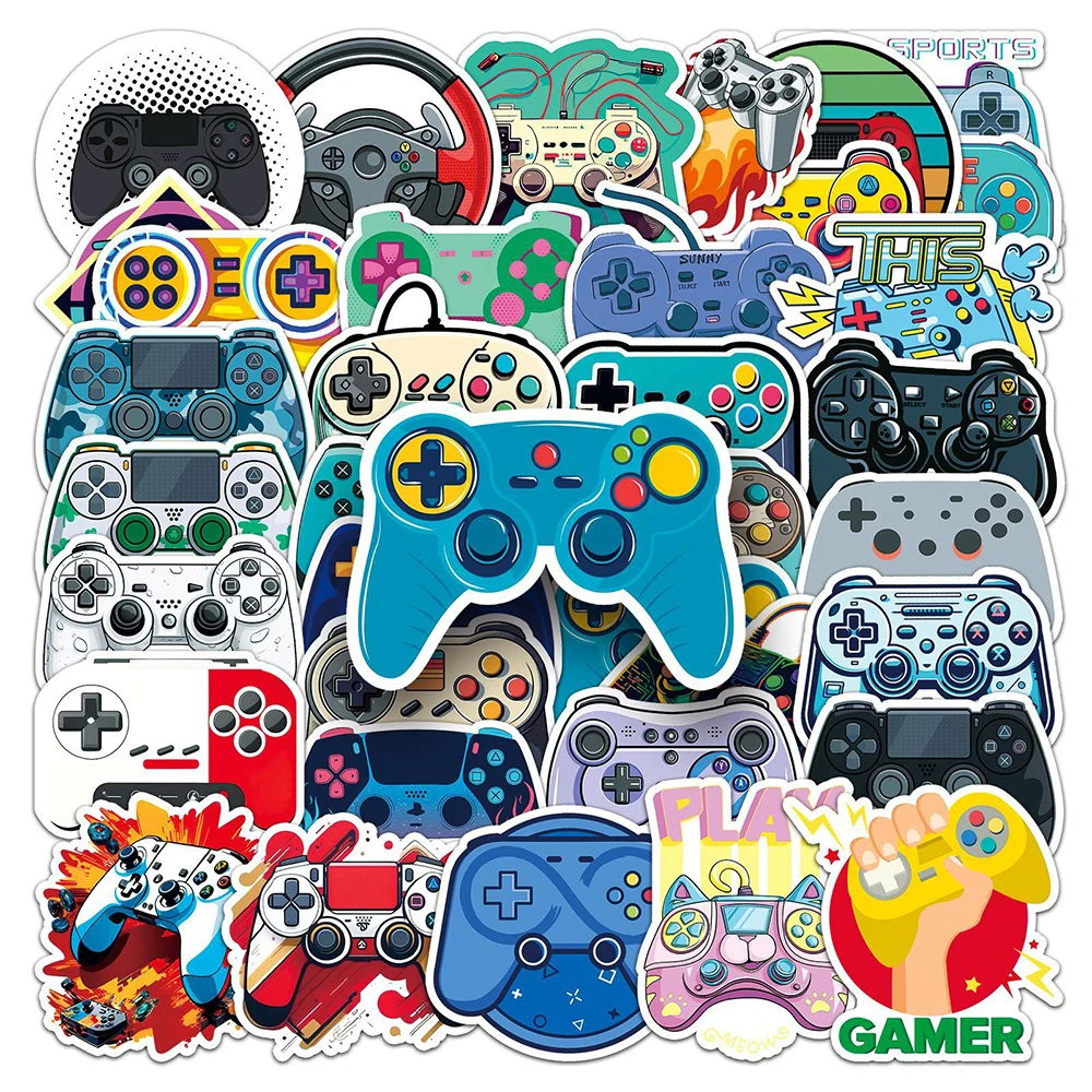 10/30/50pcs Cool Cartoon Joystick Gamepad Stickers Colorful Video Game Decal Skateboard Laptop Phone Graffiti Waterproof Sticker