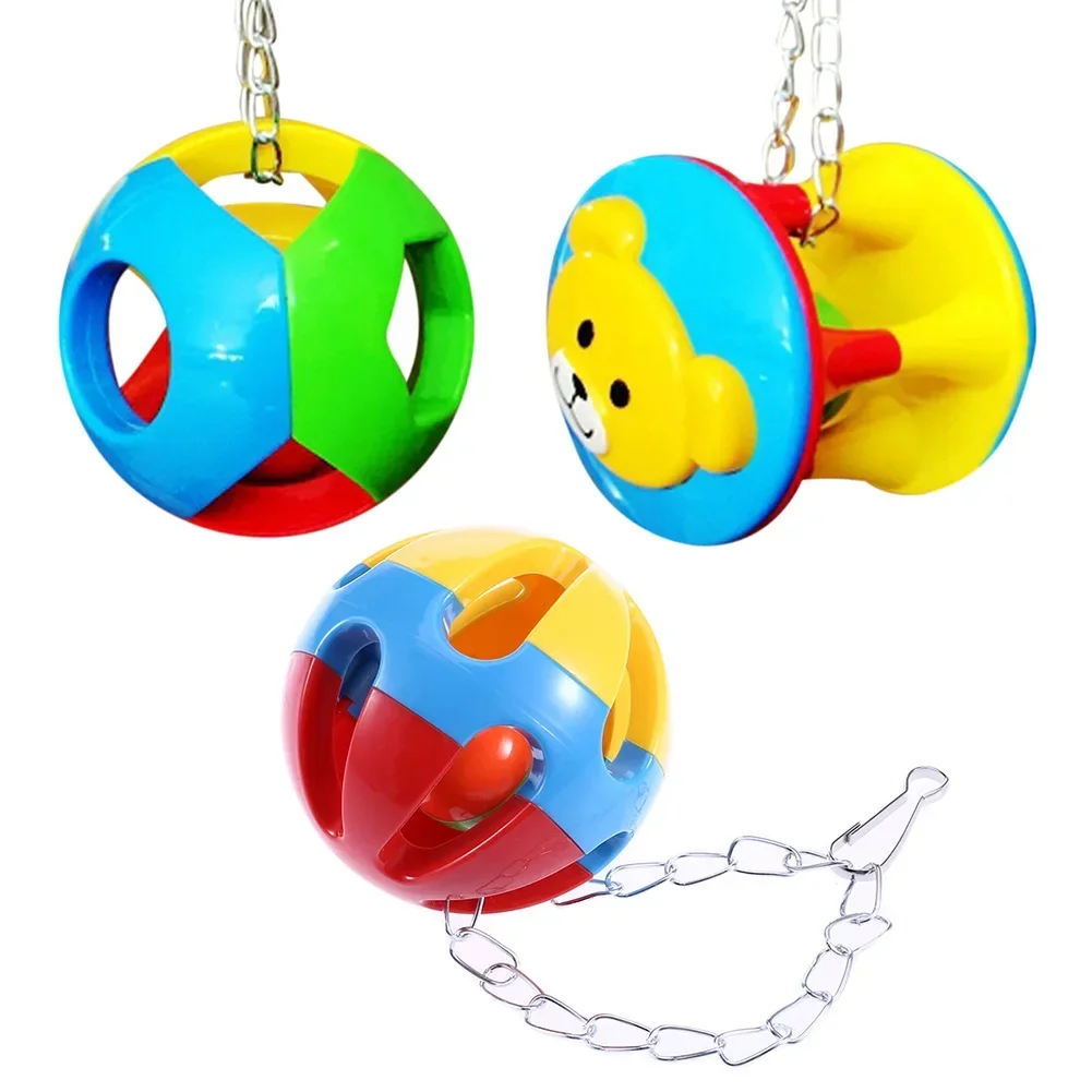 앵무새 Bird Parrot Toy Colorful Bird Ball with Bell for Cage Bird Chew Toy Playing Training Ball Hanging Toy for Small Parakeets