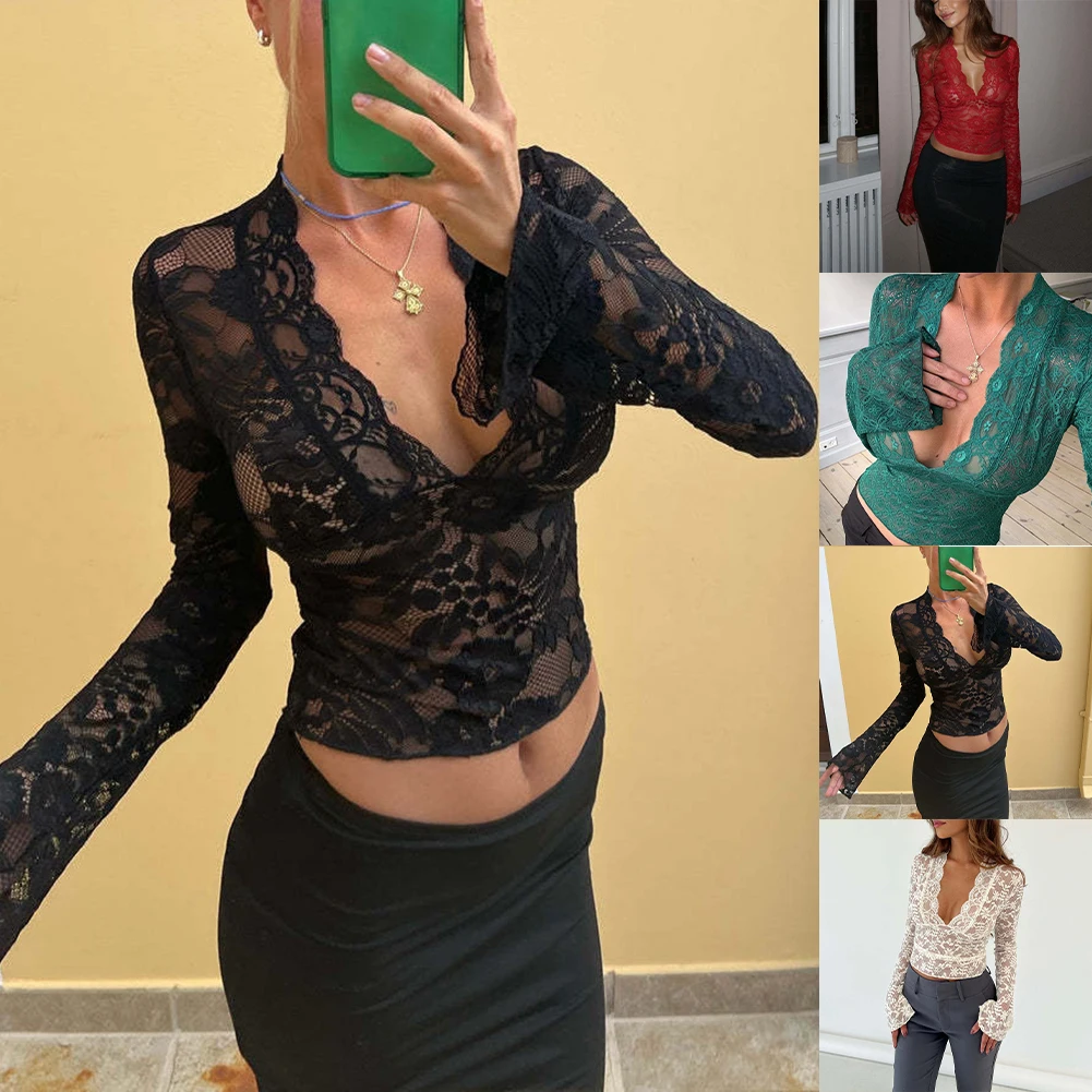 Comfy Fashion T Shirt Top Y2K Breathable Casual Comfortable Elegant Long Sleeve Sheer Slim Fit T-shirt Holiday