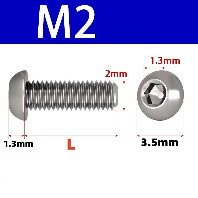 10Pcs TA1 Pure Titanium Screws M2 M3 ISO7380 Button Head Hex Bolts for FPV RC Drone Airplane Motor Repair M2x6 M3x6 4 10 12 16mm
