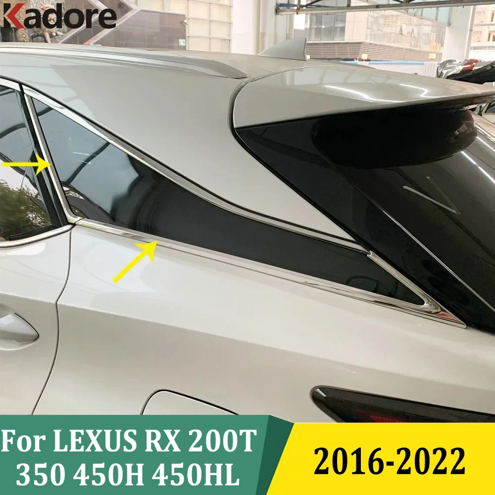 For LEXUS RX 200T 350 450H 450HL 2016-2020 2021 2022 Rear Window Strip Cover Side Triangle Trim Molding Garnish Stainless Steel