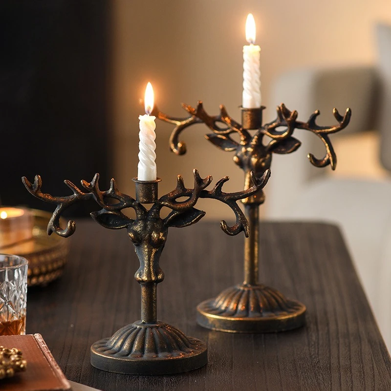 

European antique candle holder party birthday table decoration candle holder personalized creative bull head candle hold