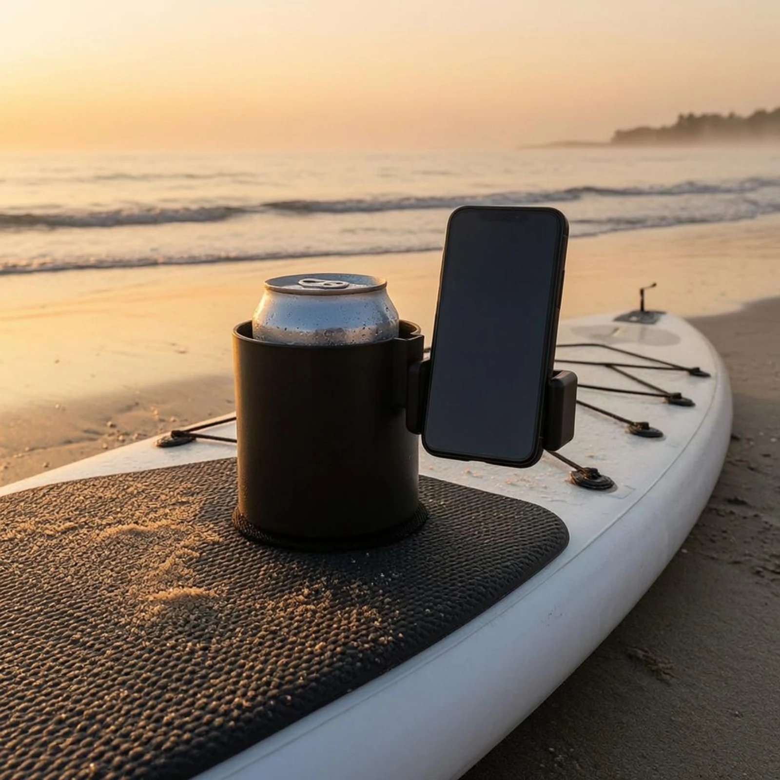 

2 in 1 Drink Phone Holder ABS Cup Holder Phone Stand Water Sports Gear Black Robust Plastic